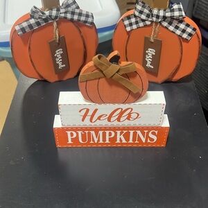 Orange Pumpkin Decor Set